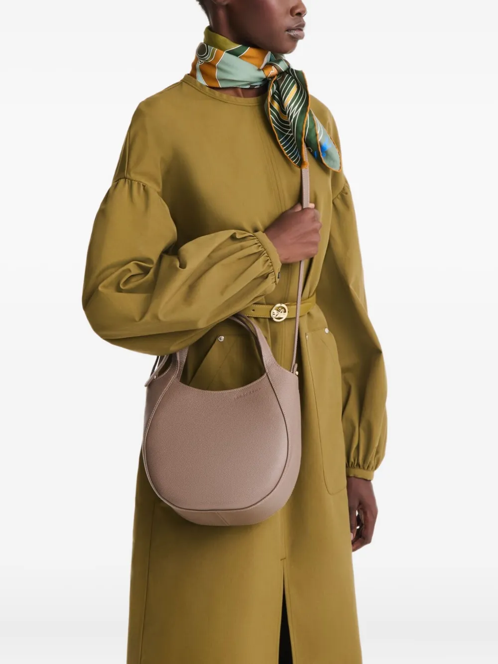 Longchamp Le Foulonné leren shopper Bruin