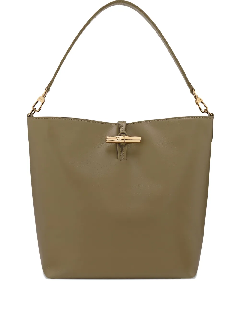 Longchamp Bamboo Clasp Leather Shoulder Bag In Green