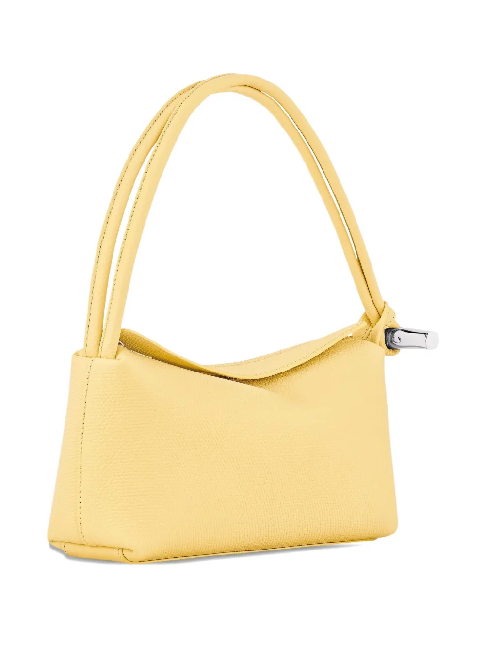 Longchamp Le Roseau leren schoudertas met textuur Geel
