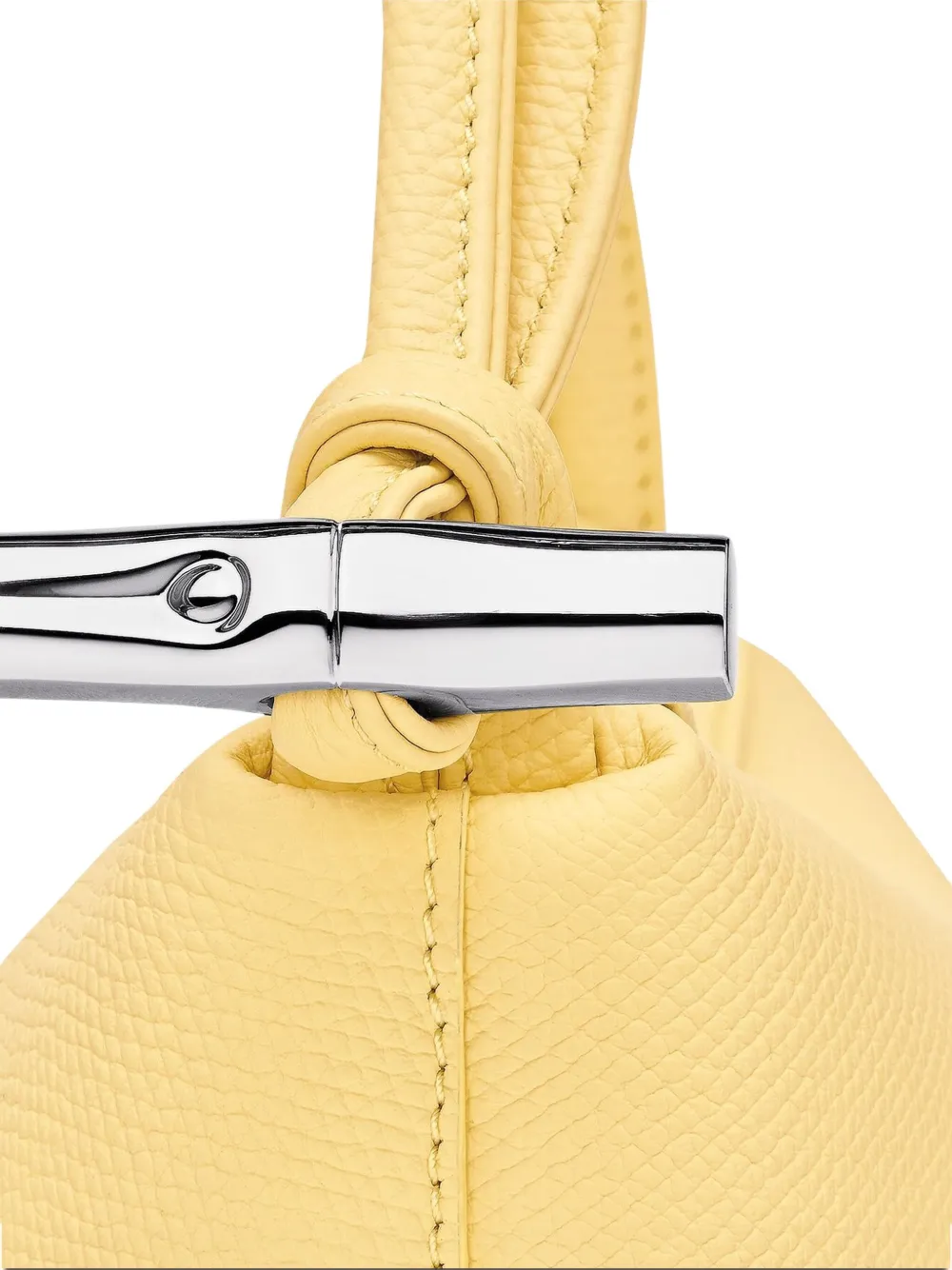 Longchamp Le Roseau leren schoudertas met textuur Geel
