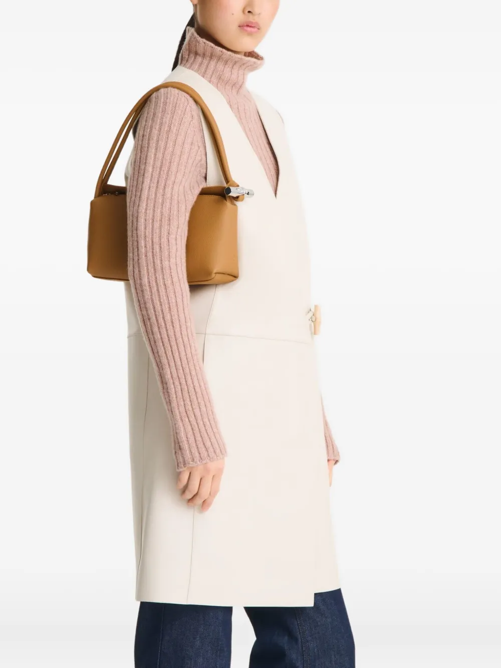 Longchamp Le Roseau medium schoudertas Bruin