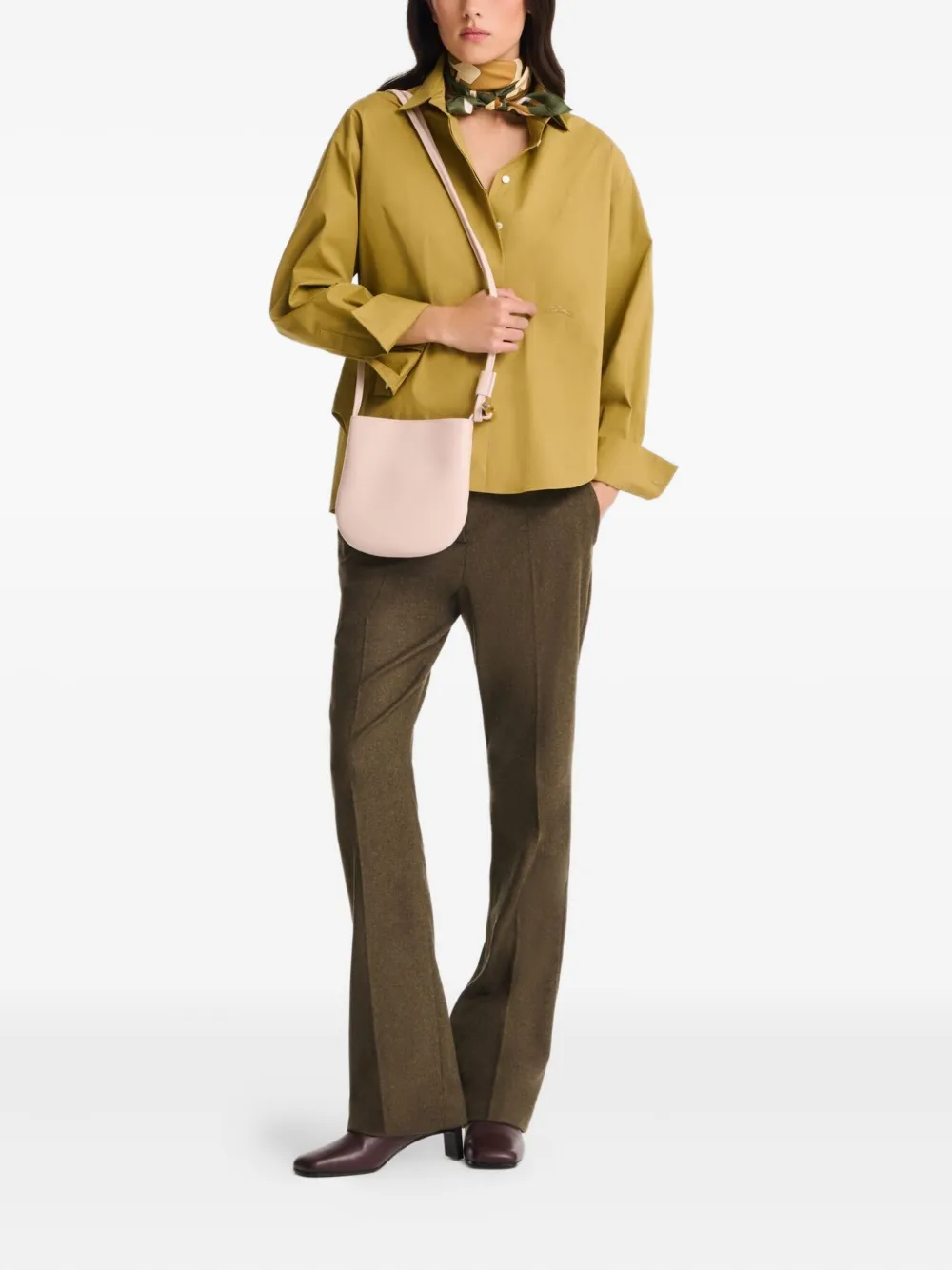 Longchamp Le Roseau S leather shoulder bag Roze