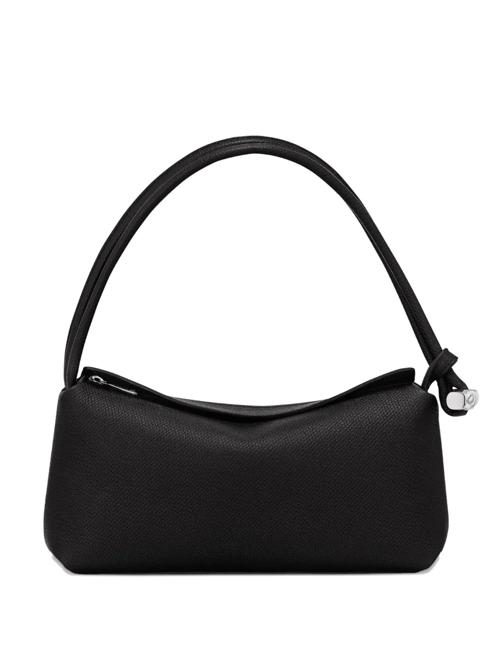Longchamp Le Roseau leren schoudertas met dubbele handgreep Zwart