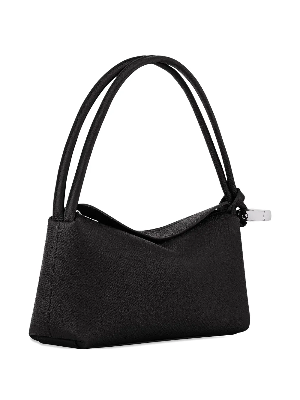 Longchamp Le Roseau leren schoudertas met dubbele handgreep Zwart