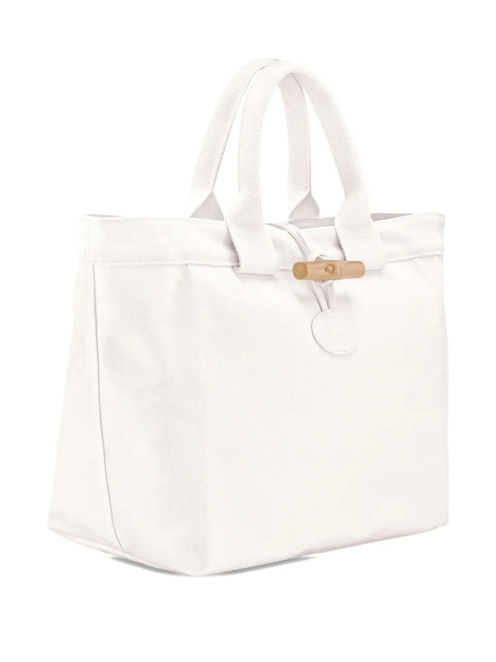 Longchamp Le Roseau canvas shopper Wit