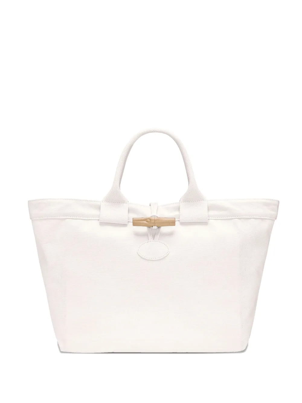 Longchamp Le Roseau canvas shopper Wit