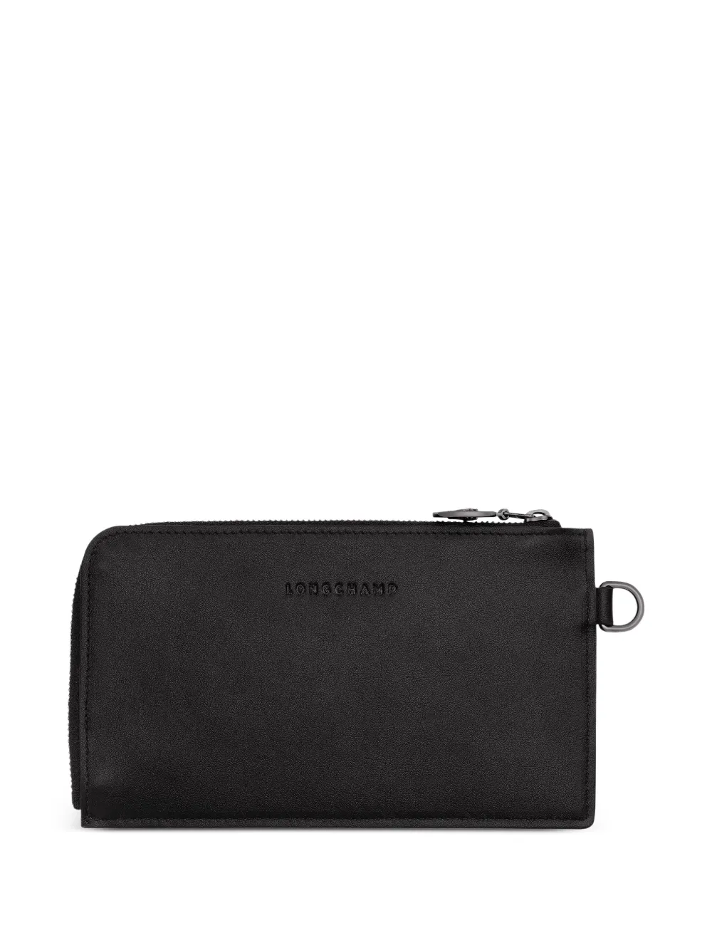 Longchamp Le Pliage Zippered Leather Wallet In Black