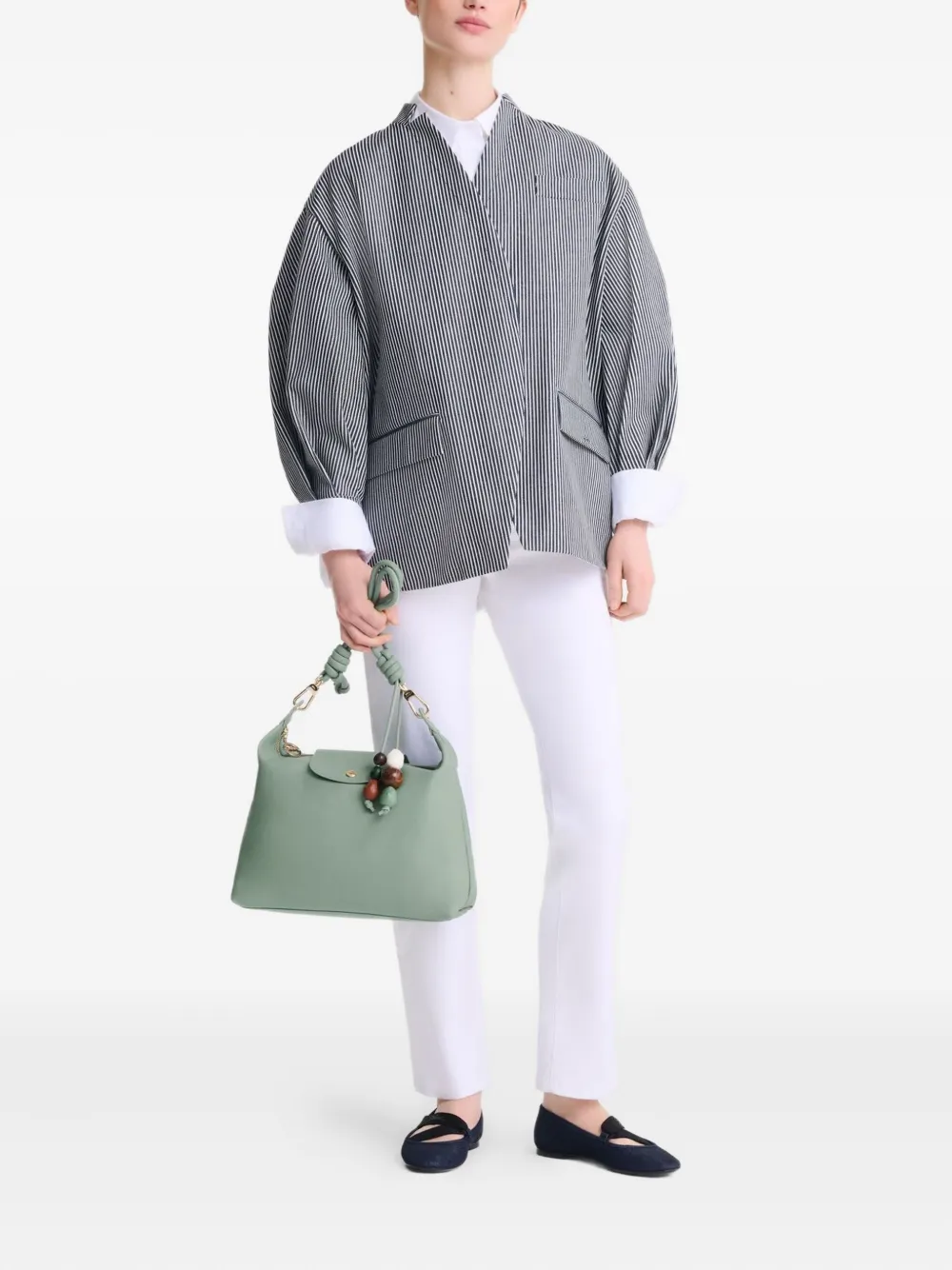 Longchamp Le Pilage beaded-charm shoulder bag - Groen