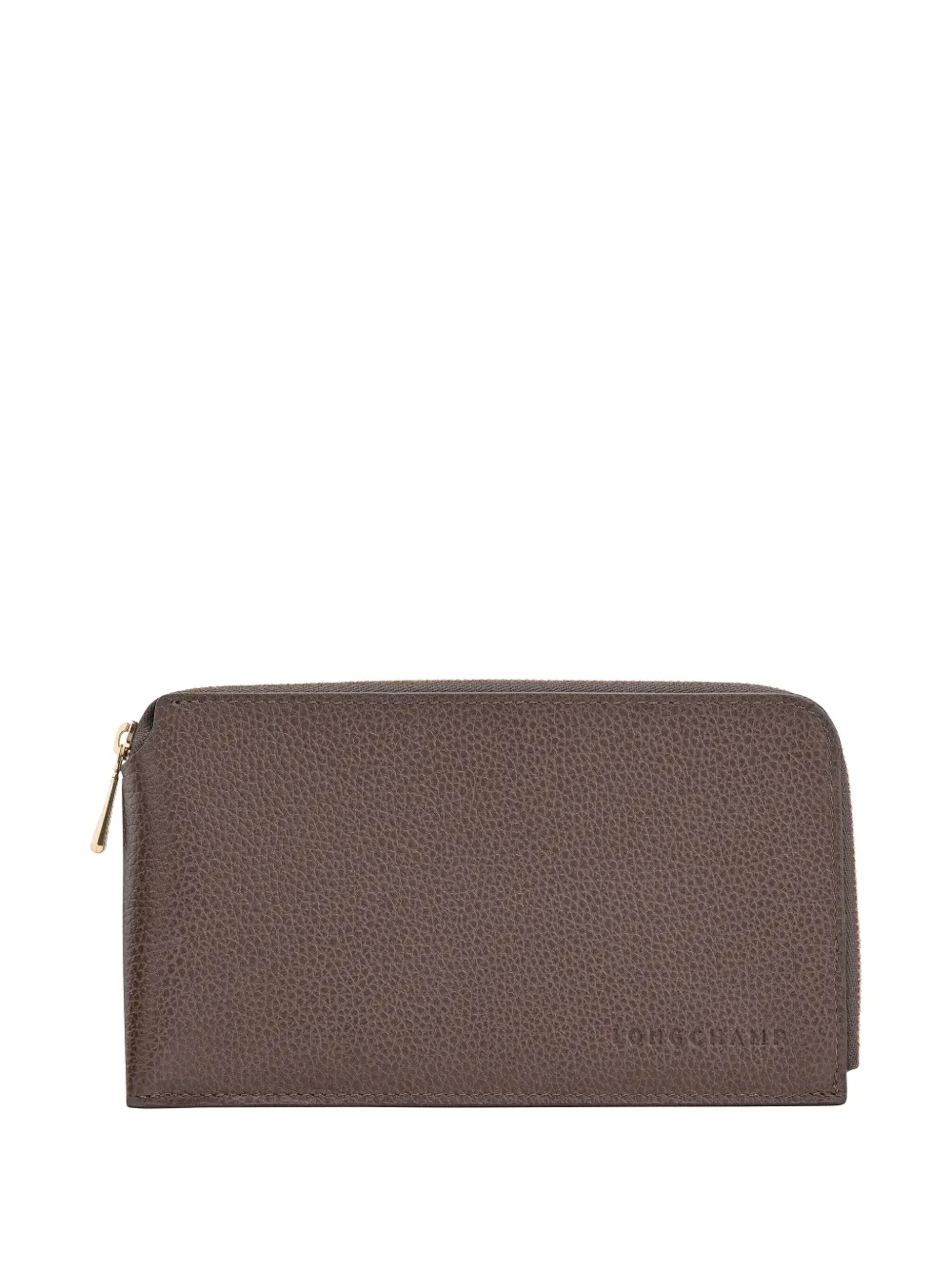 Longchamp Le Foulonné leather zip pouch - Marrone