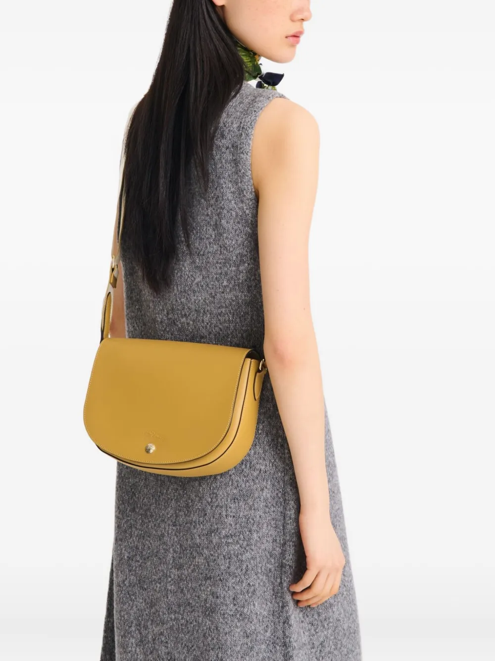 Longchamp medium Épure flap-closure calfskin cross-body bag Bruin