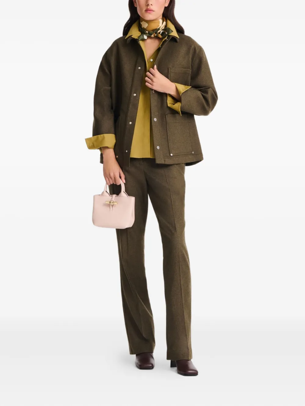 Longchamp Le Roseau leren mini-tas Roze