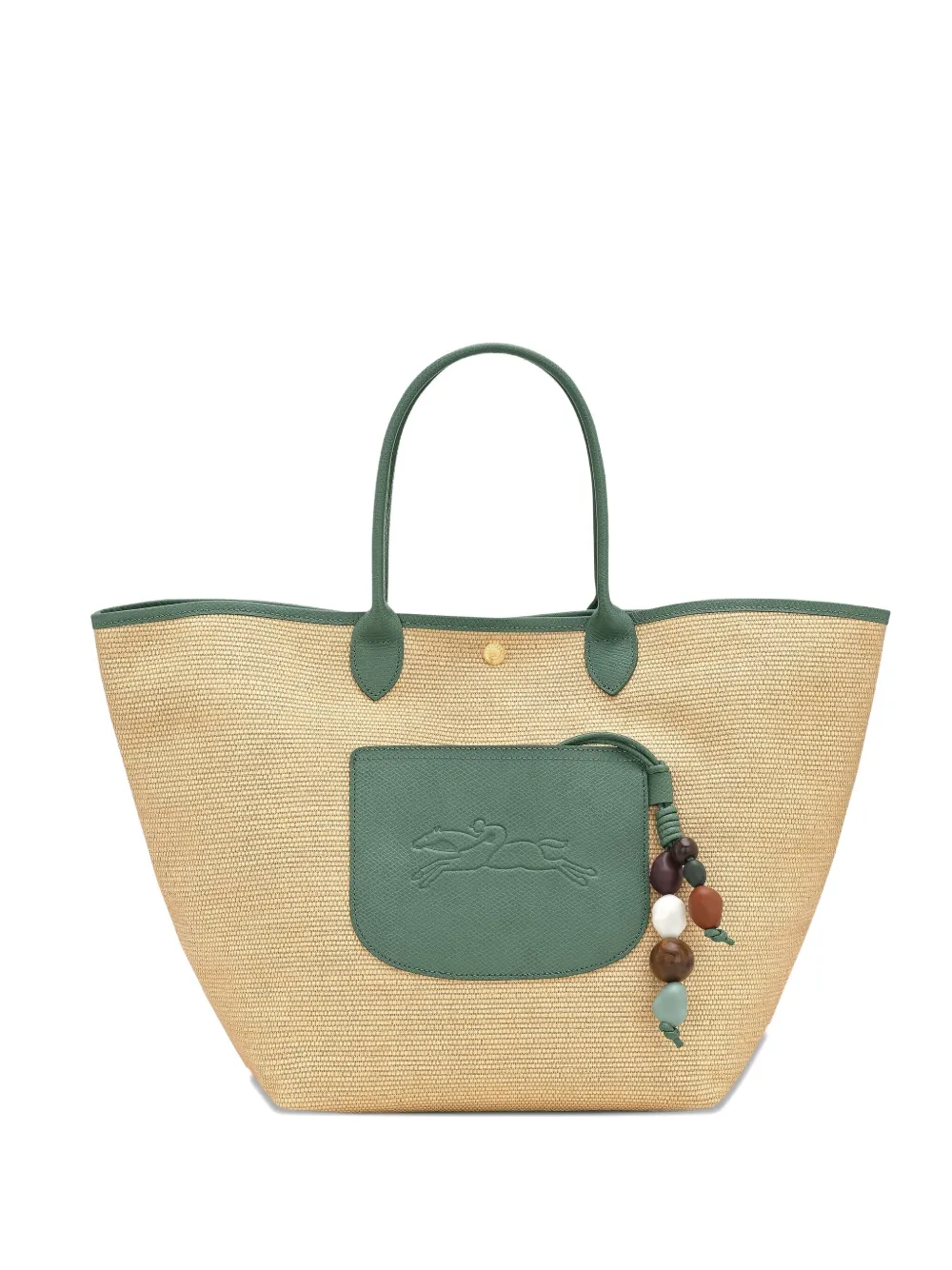Longchamp Le Pilage geweven stro shopper OREGANO