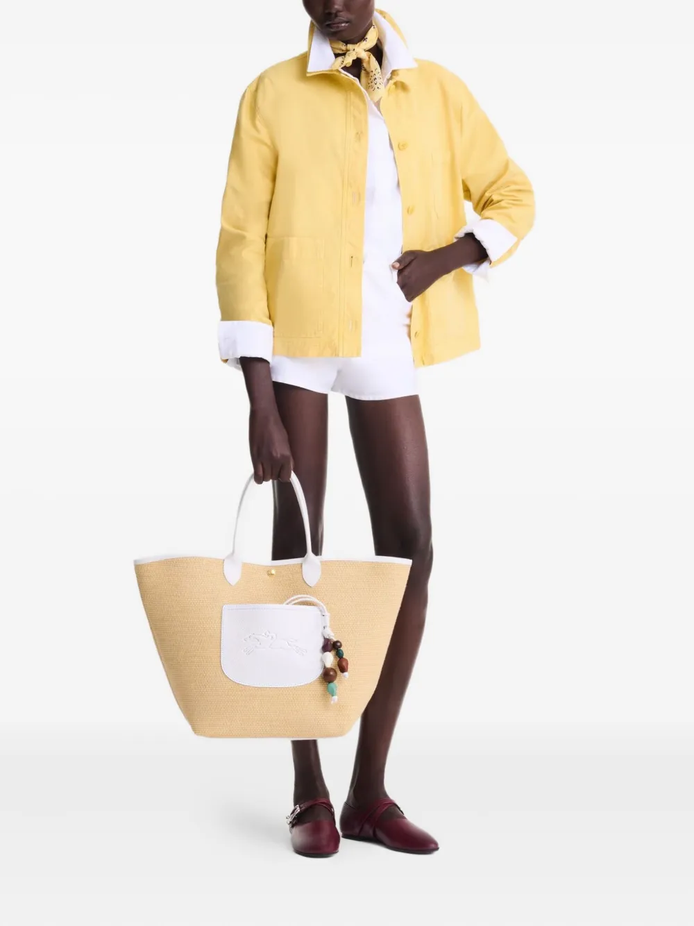 Longchamp Le Pliage medium shopper Wit