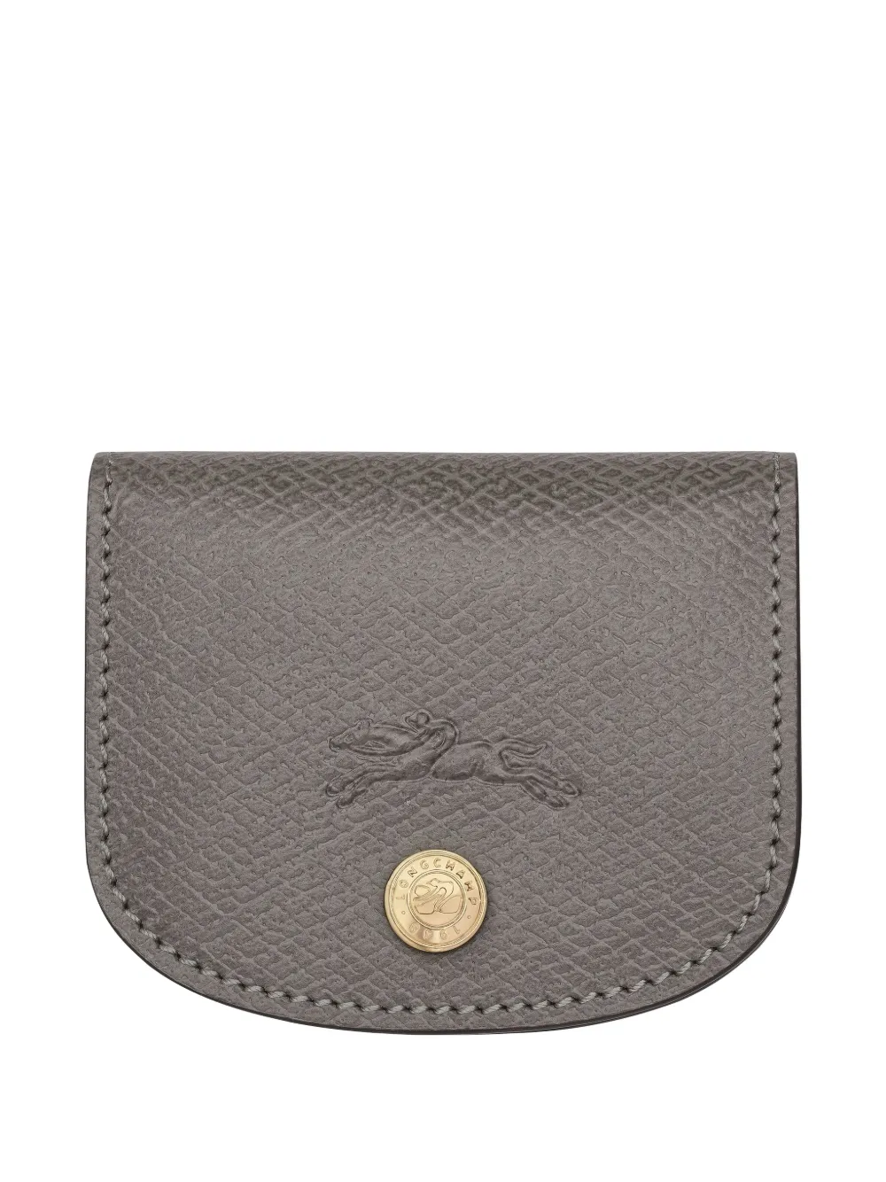 Longchamp Textured Leather Card Holder In Gray