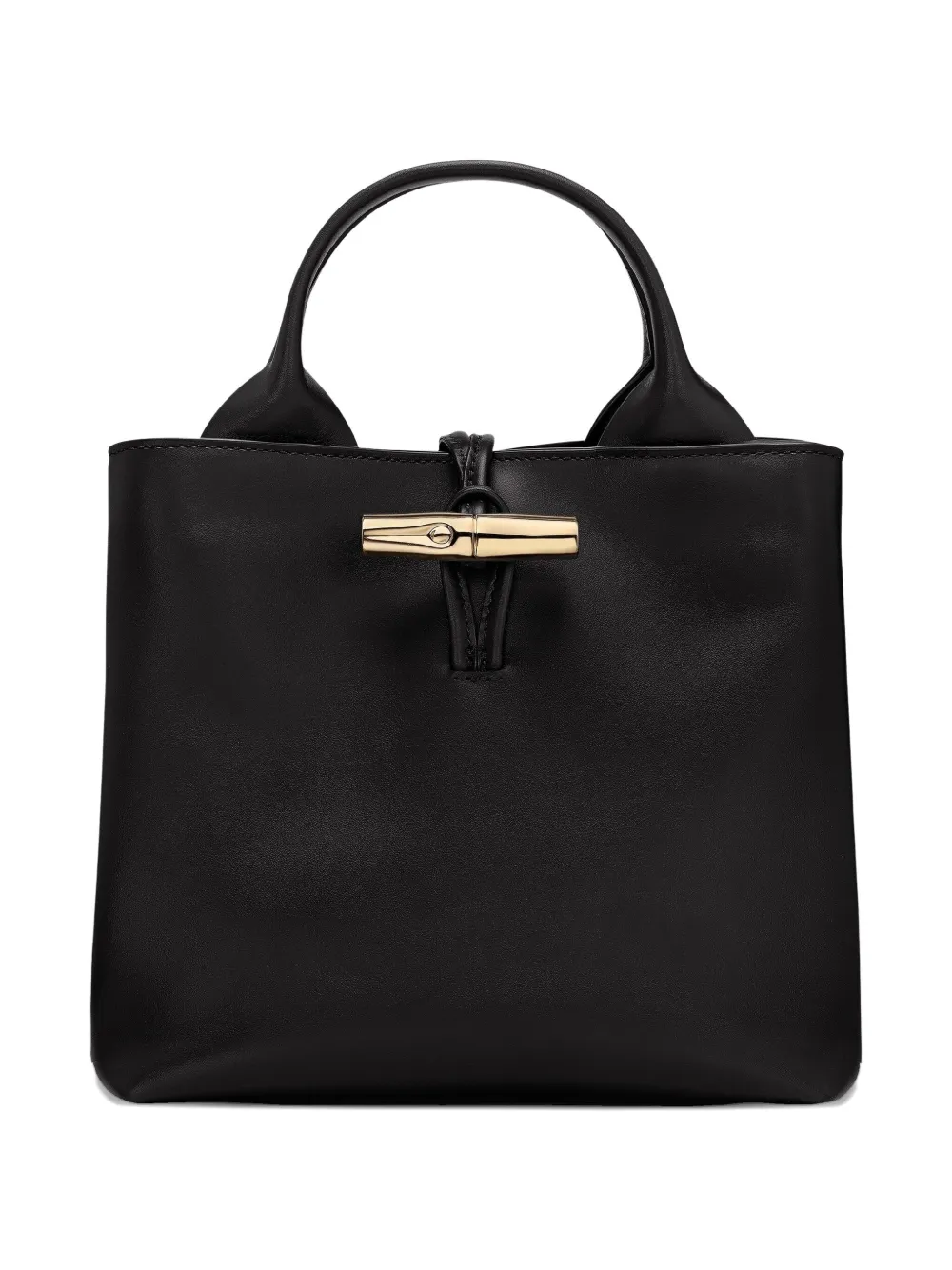 Longchamp small Le Roseau bamboo clasp leather tote bag - Nero