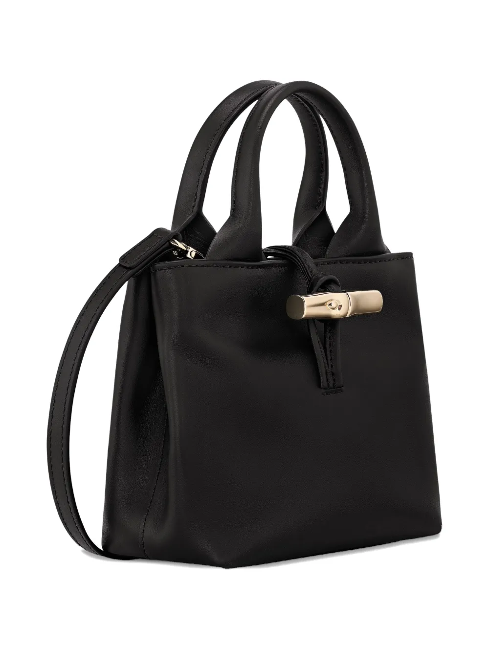 Longchamp Le Roseau leren mini-tas Zwart