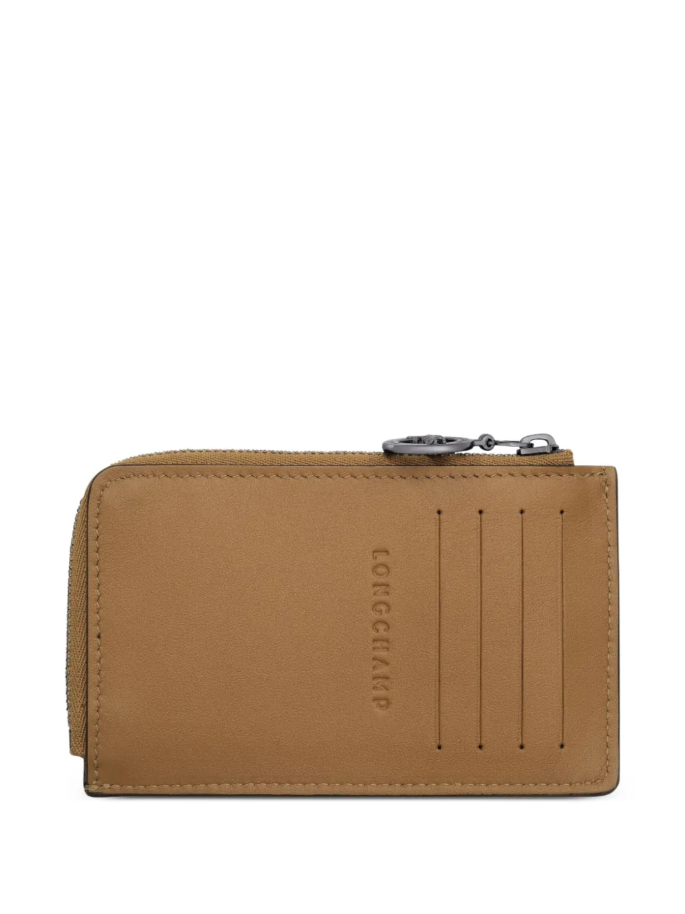 Longchamp Le Pliage Zippered Leather Cardholder In Brown
