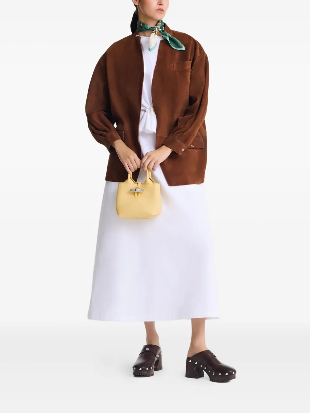 Longchamp Le Roseau mini-shopper Geel