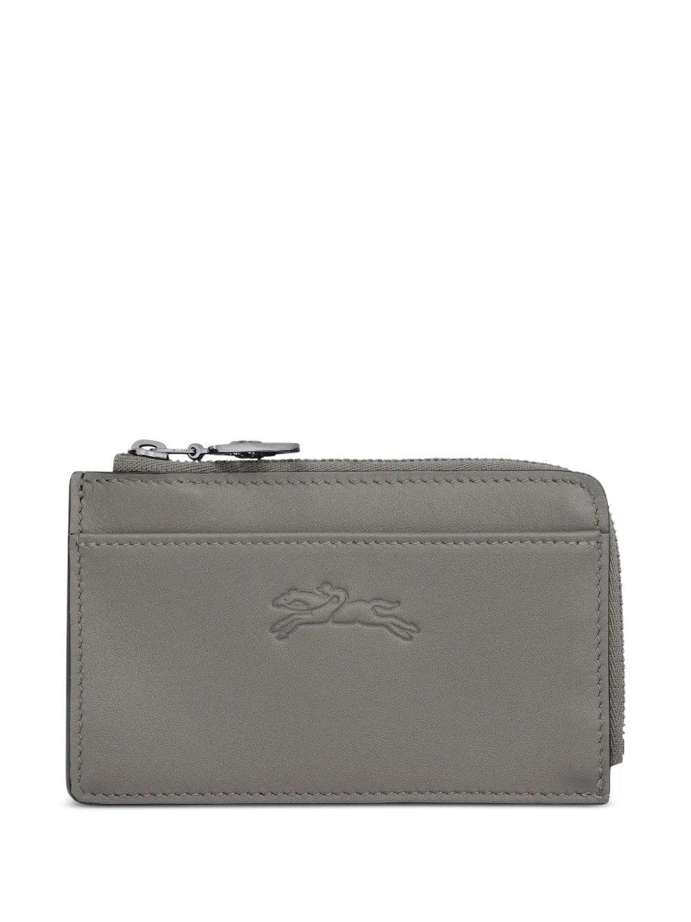 Longchamp Le Pliage Textured Leather Cardholder In Gray