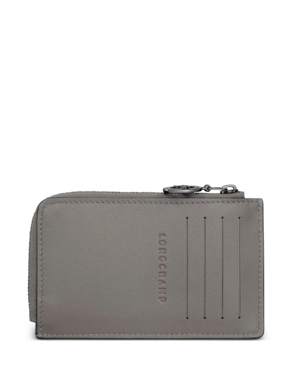 Longchamp Le Pliage Textured Leather Cardholder In Gray