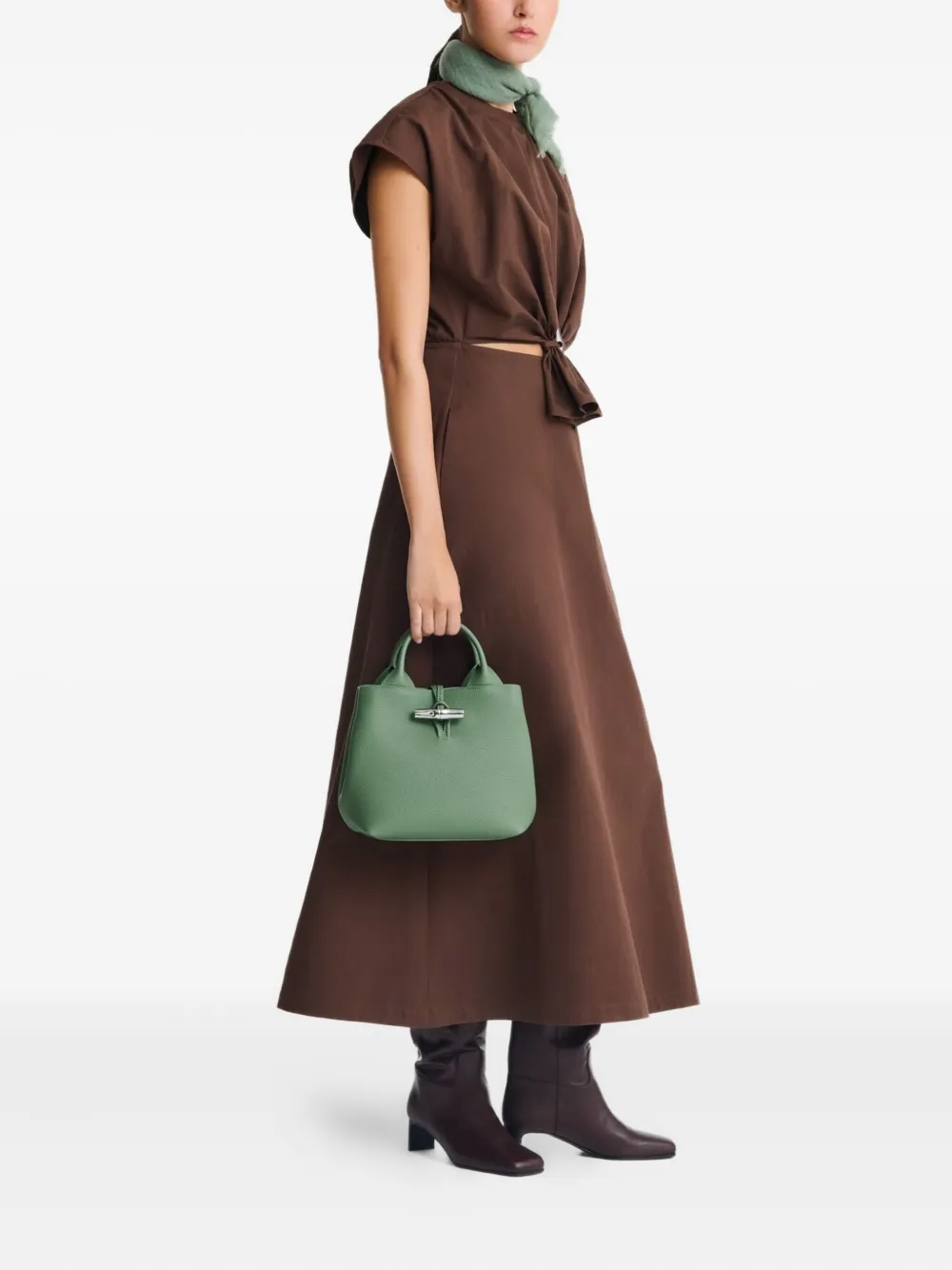 Longchamp Le Roseau kleine shopper - Groen