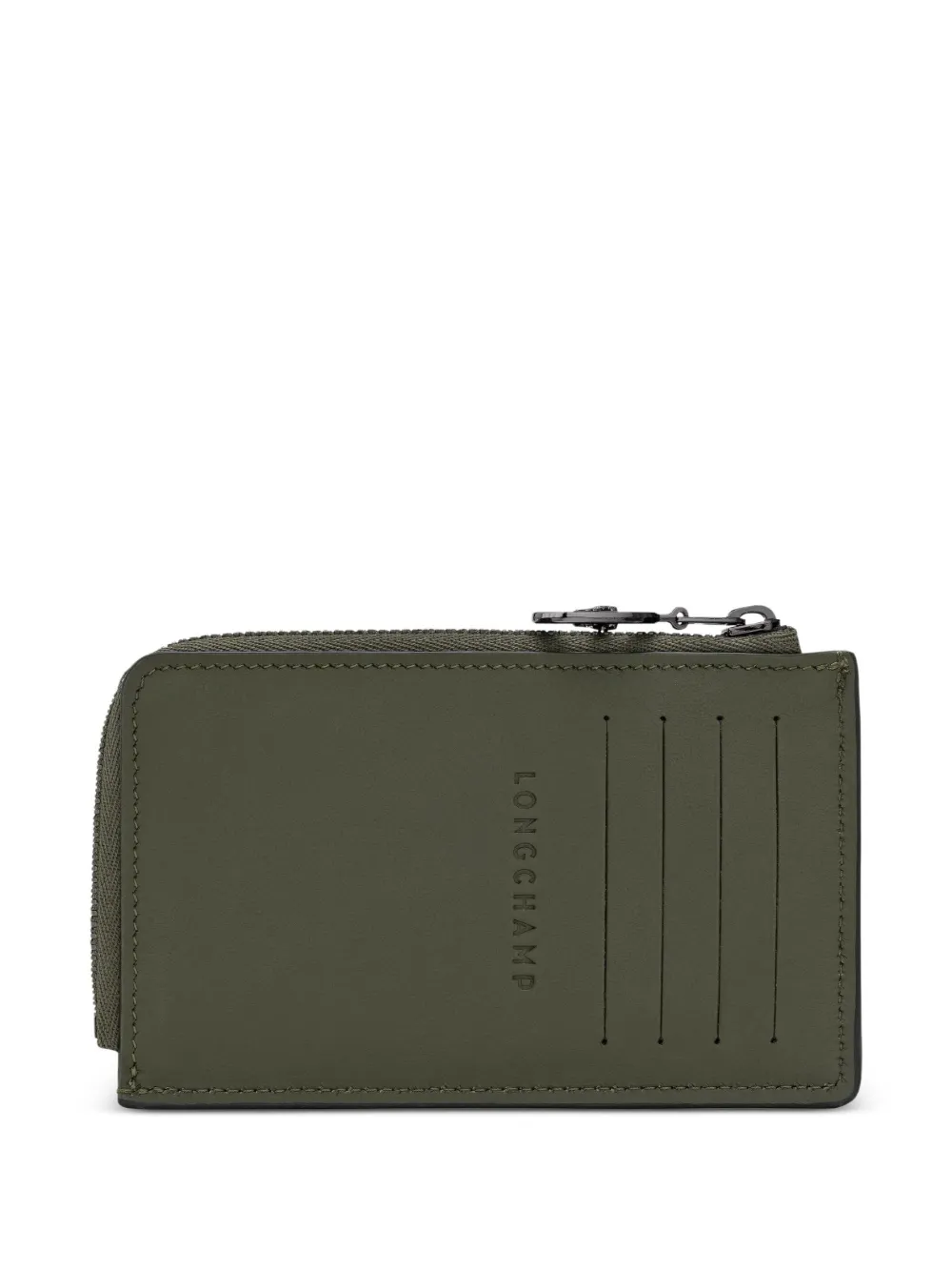  Longchamp Embossed Leather Cardholder - Green 
