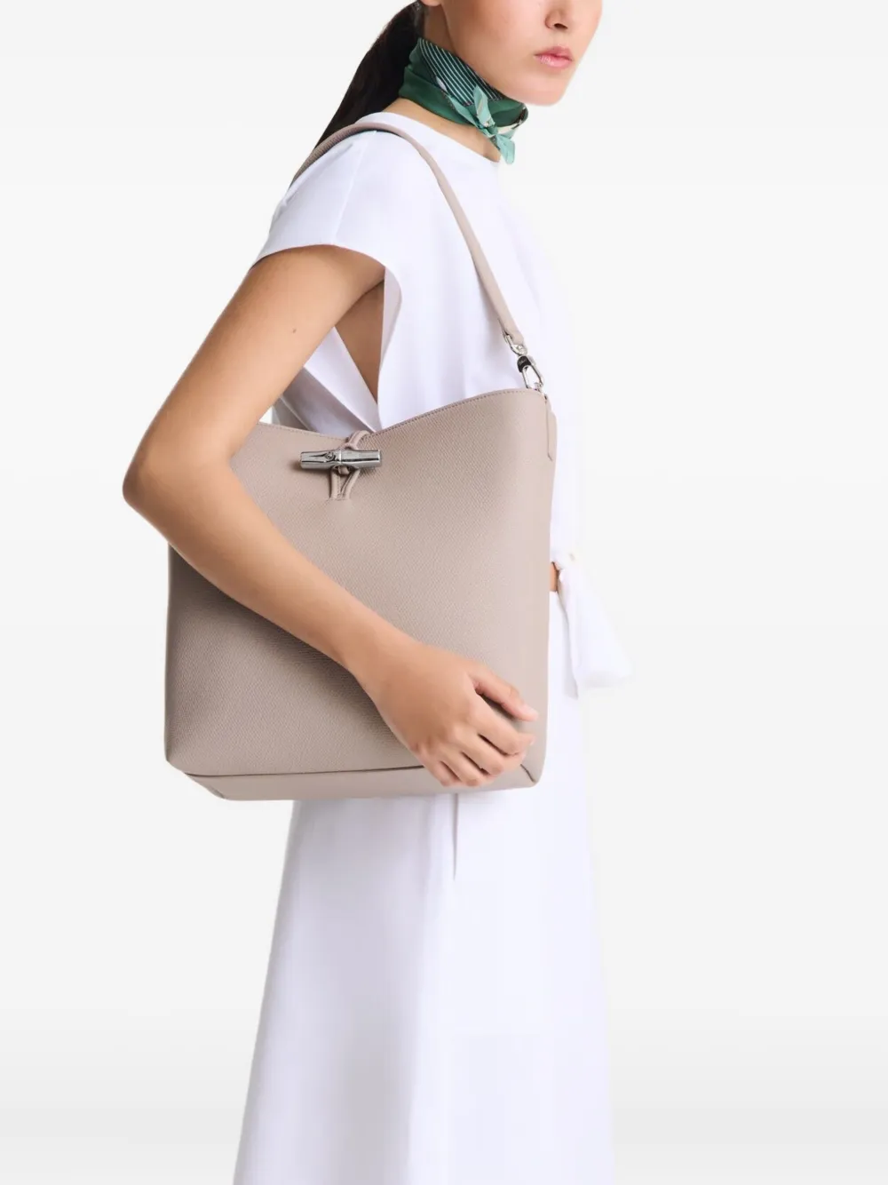 Longchamp Le Roseau medium schoudertas Beige
