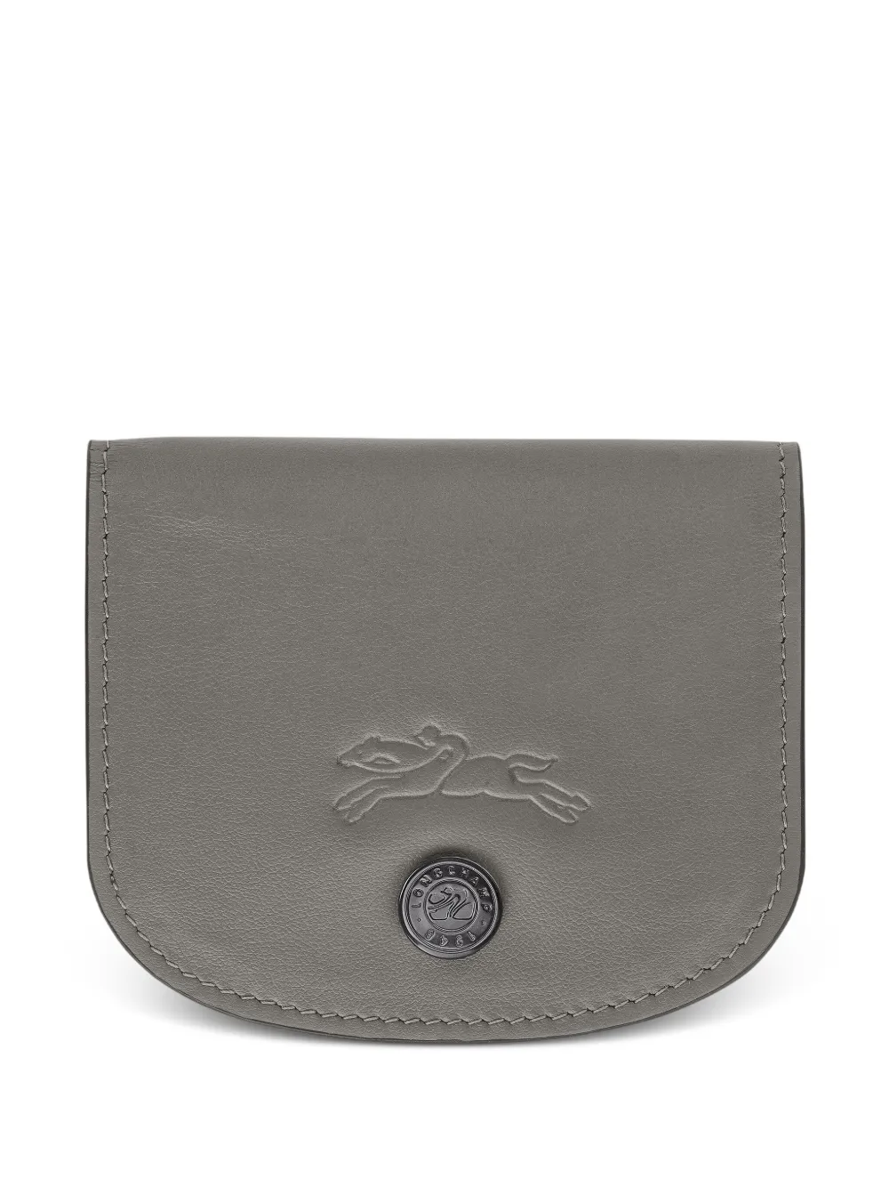 Longchamp Le Pliage Leather Cardholder In Gray