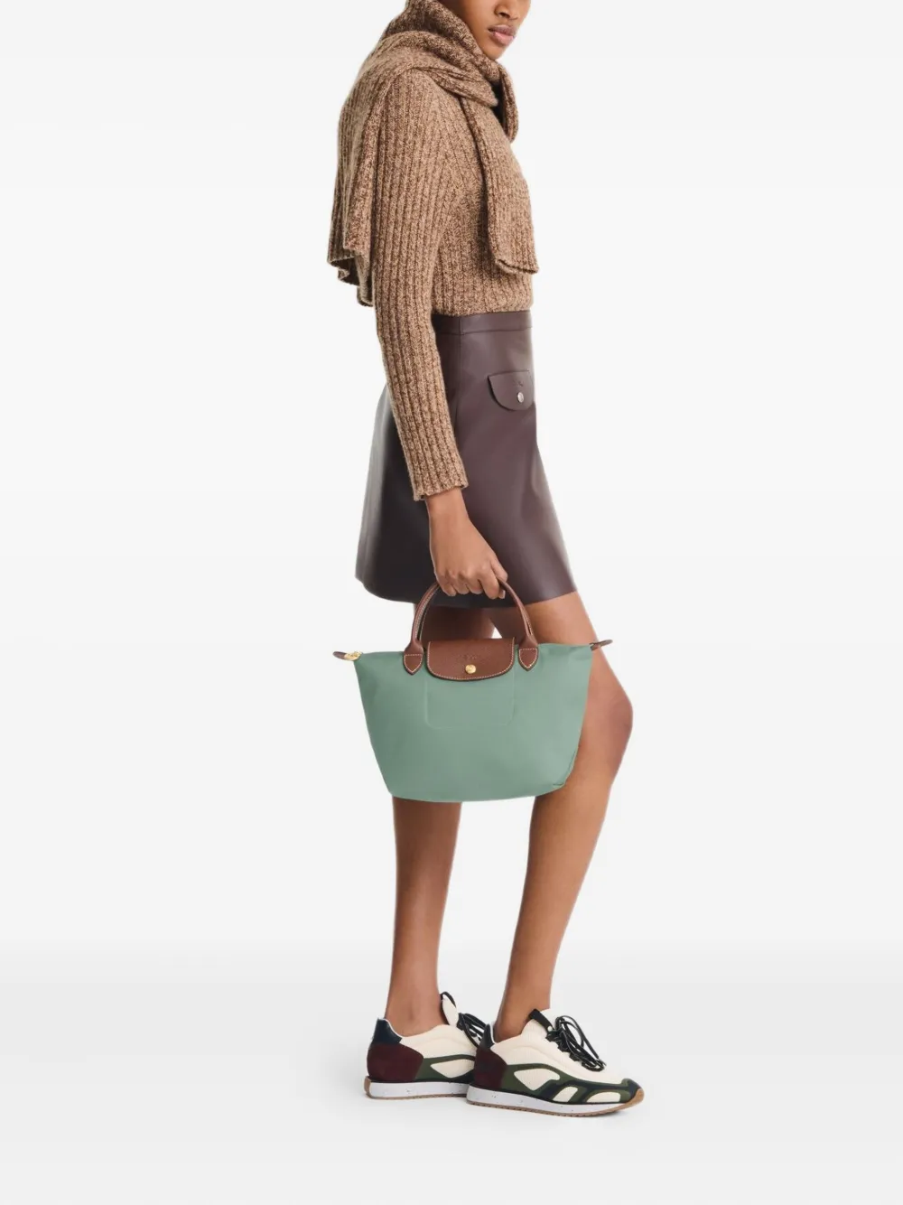Longchamp small Le Pliage tote bag - Groen