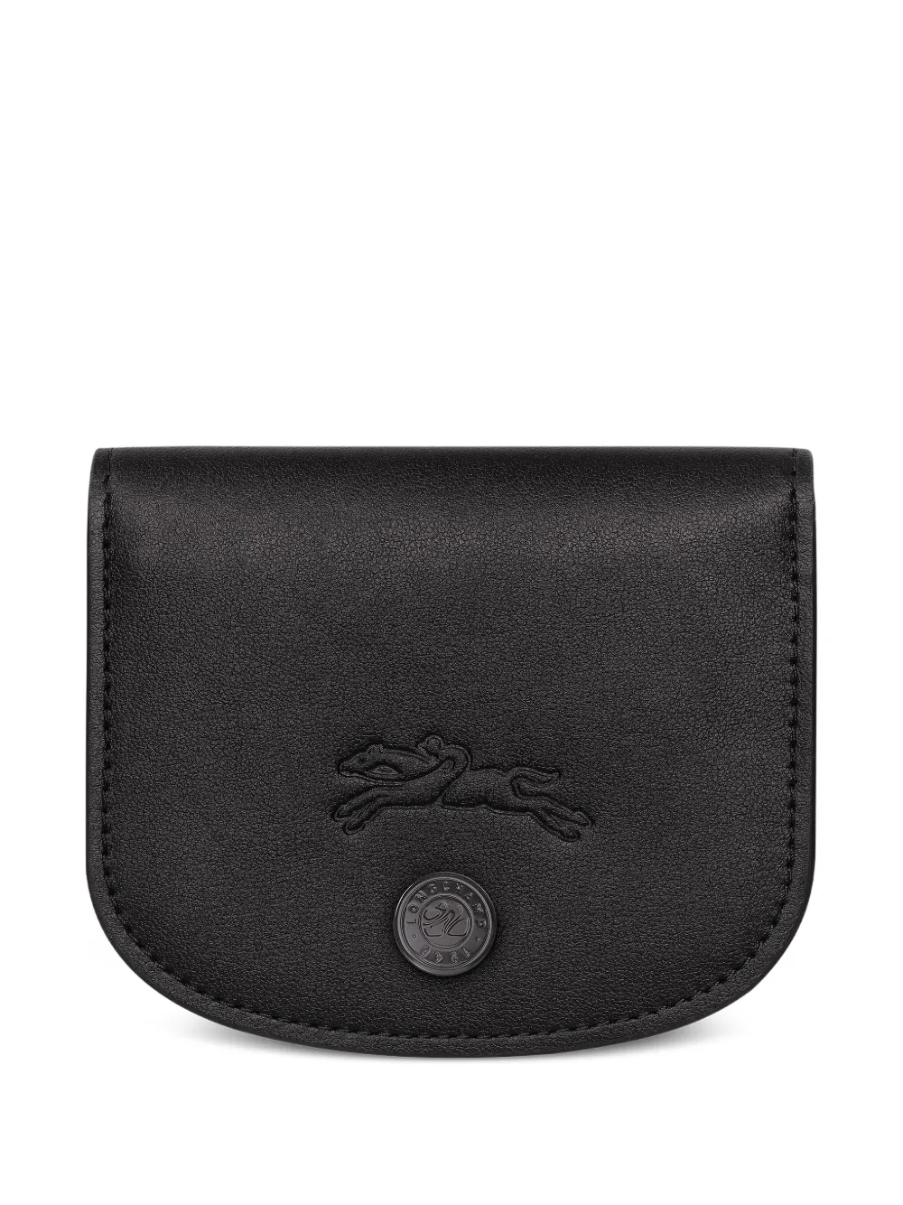 Longchamp Pliage Leather Cardholder In Black
