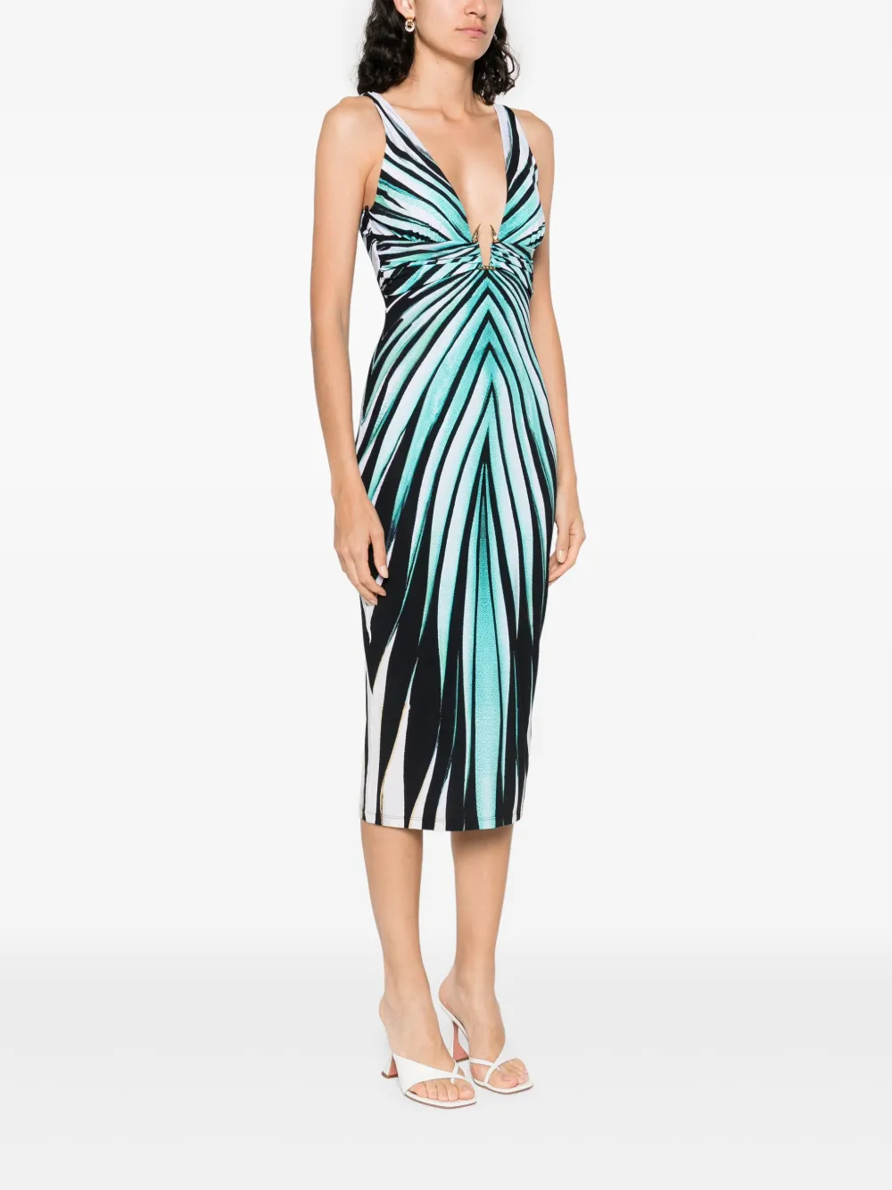 Roberto Cavalli Gestreepte midi-jurk Zwart