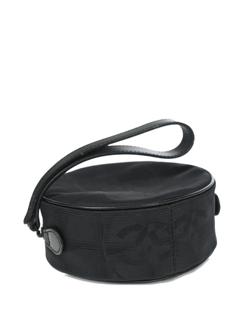 Pre-owned Chanel 2000 Travel Line Round Pouch In Black