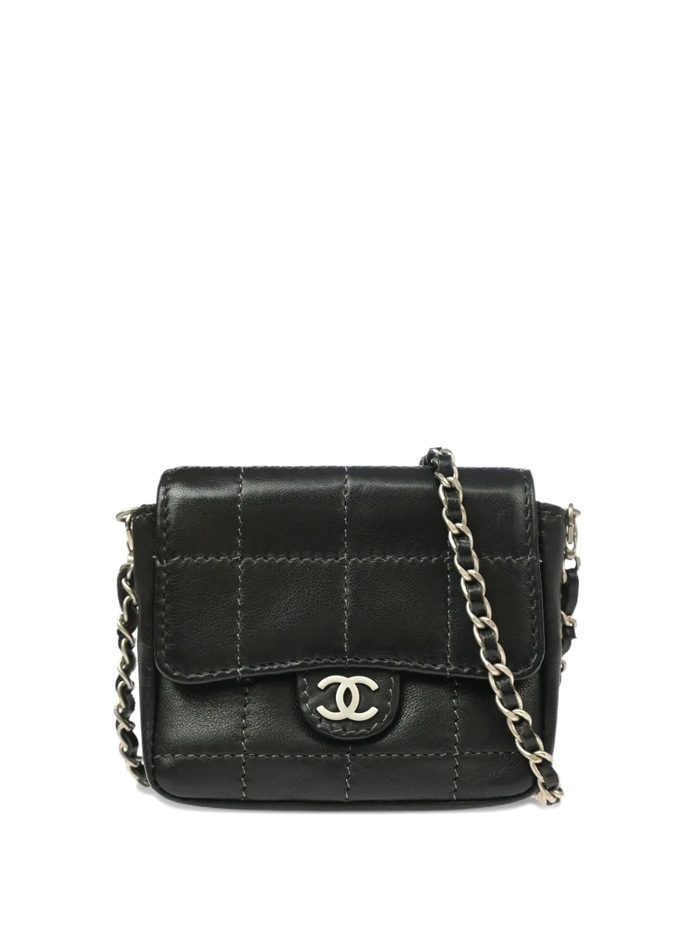 CHANEL Pre-Owned 2000 チョコバー ショルダーバッグ マイクロ - ブラック CHANEL Pre-Owned 2000 チョコバー ショルダーバッグ マイクロ - ブラック