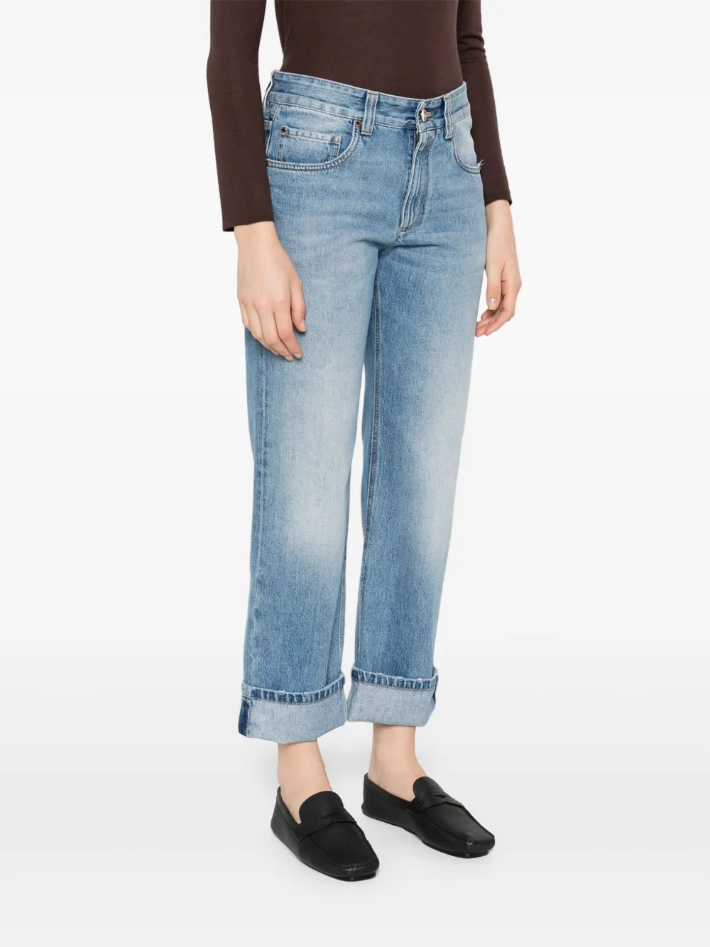 Brunello Cucinelli turn-up hem jeans Blauw
