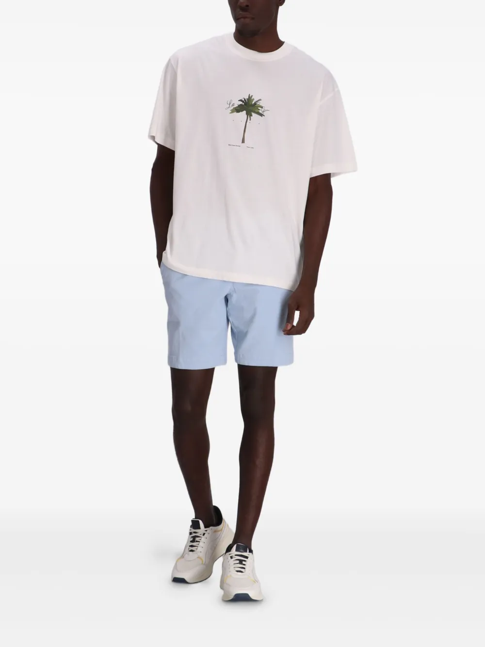 HUGO T-shirt met palmboomprint - Wit