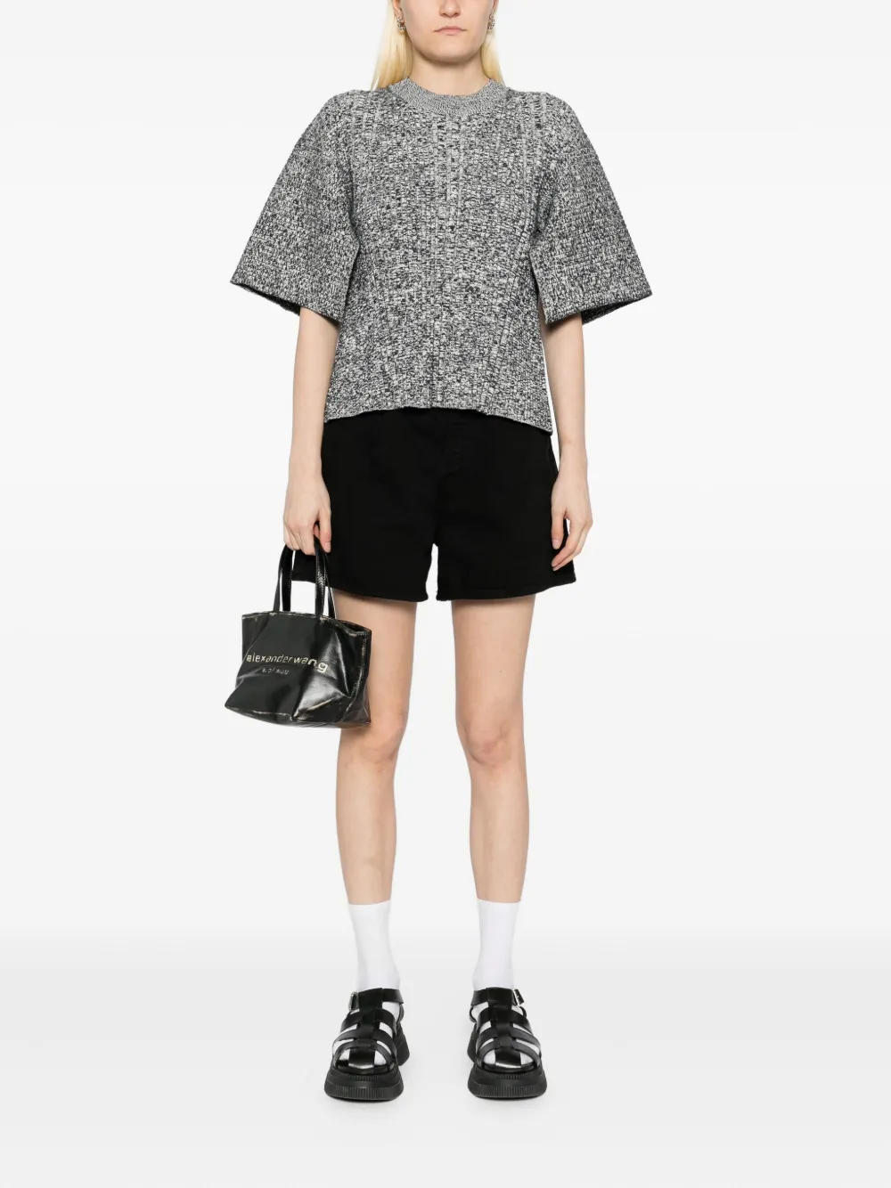 AGOLDE Rhoda katoenen shorts Holt (flat marbled blk)