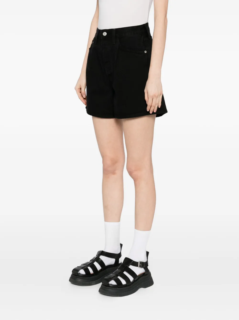 AGOLDE Rhoda katoenen shorts Holt (flat marbled blk)