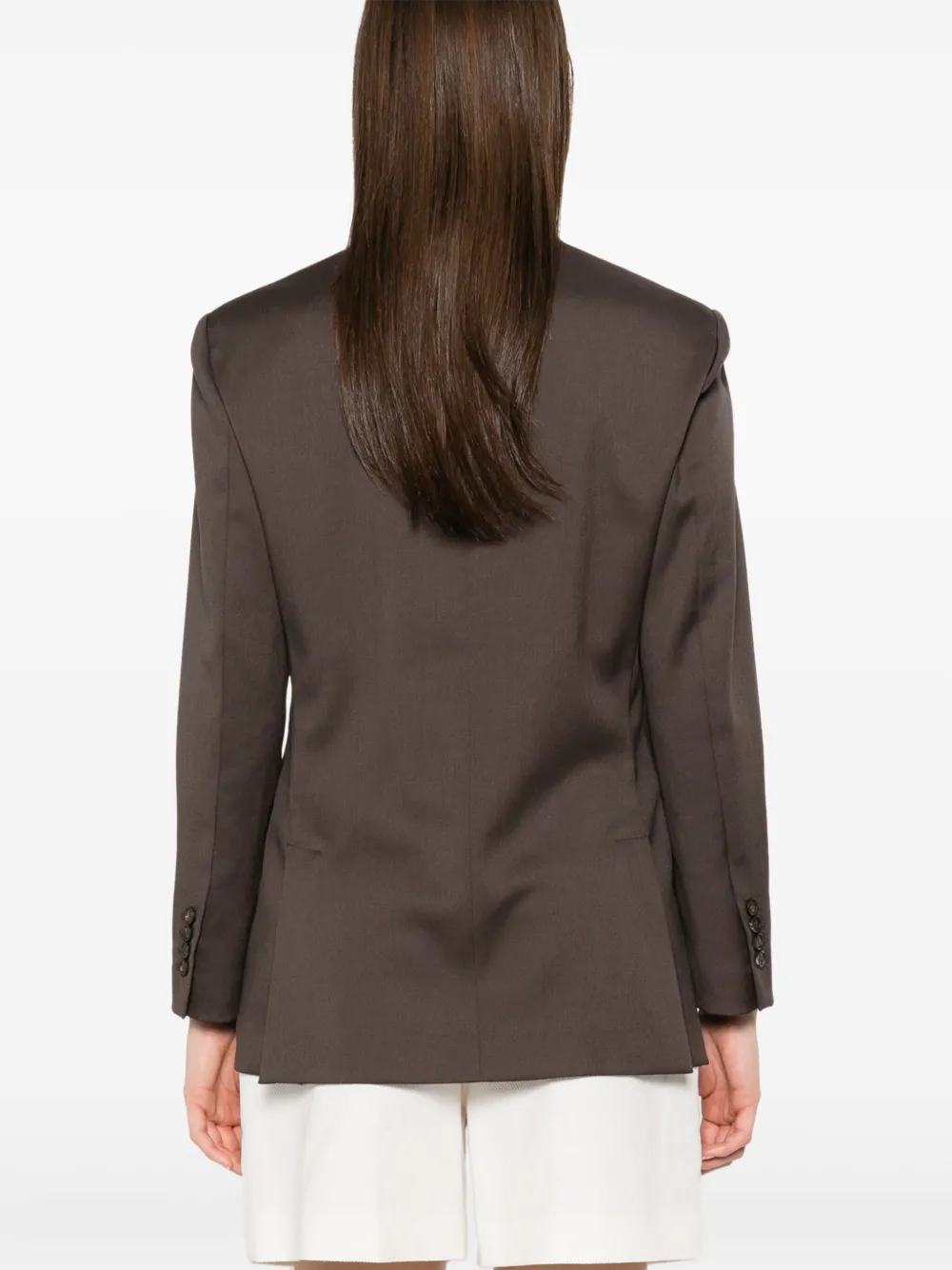 Brunello Cucinelli Blazer met enkele rij knopen Bruin