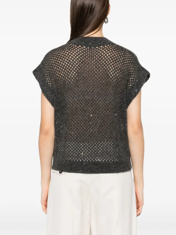 美品　Brunello Cucinelli グレー Vネック トップス L Brunello Cucinelli Vネック トップ | グレー | FARFETCH JP