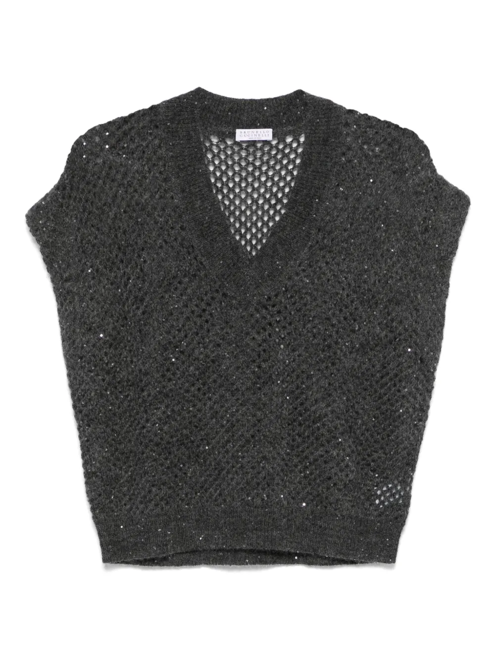 Brunello Cucinelli top con cuello en v | gris | Image 1