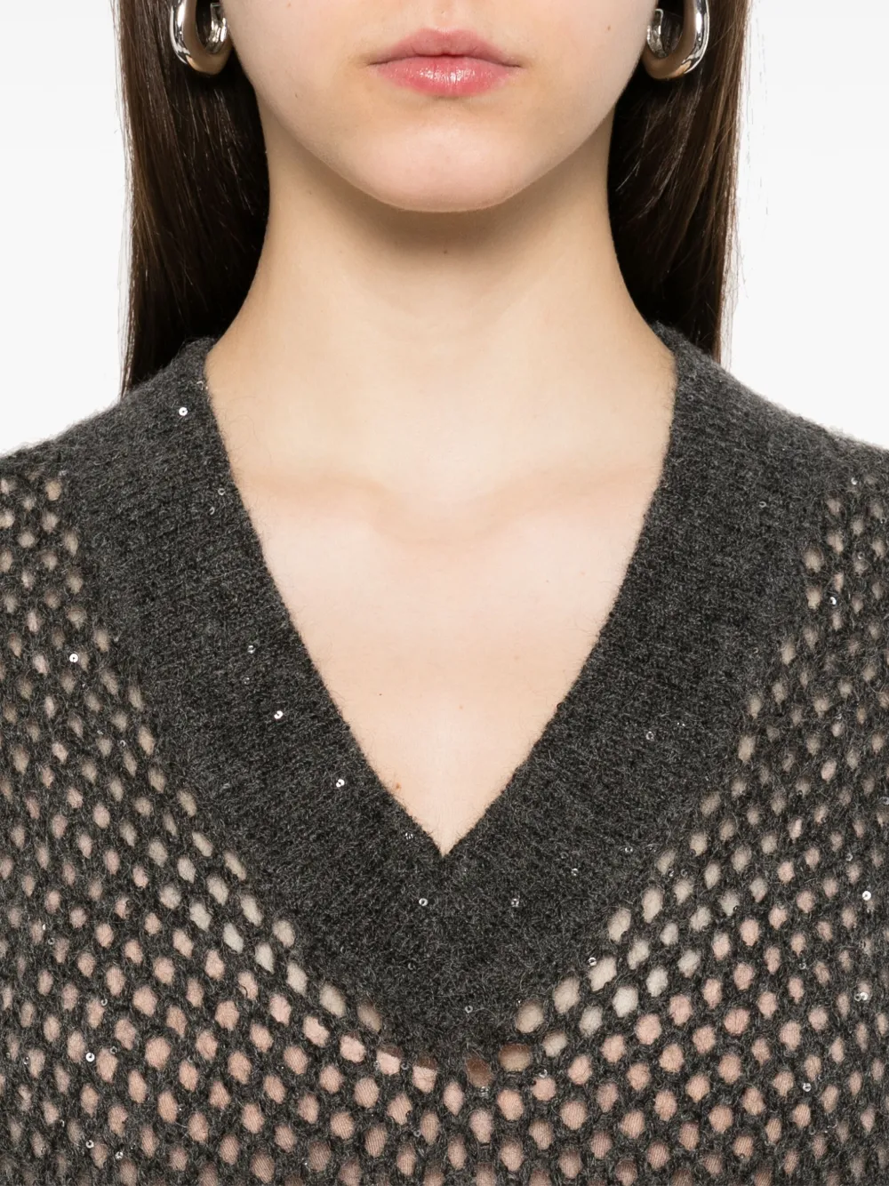 Brunello Cucinelli Top met V-hals Grijs