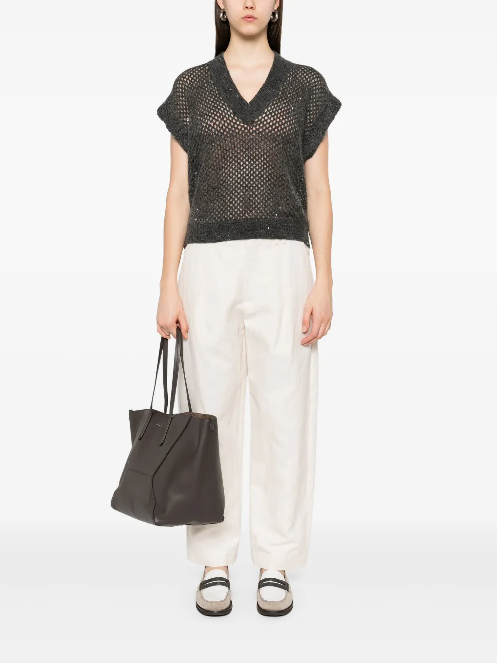 Brunello Cucinelli top con cuello en v | Playeras y jerséis | Image 2