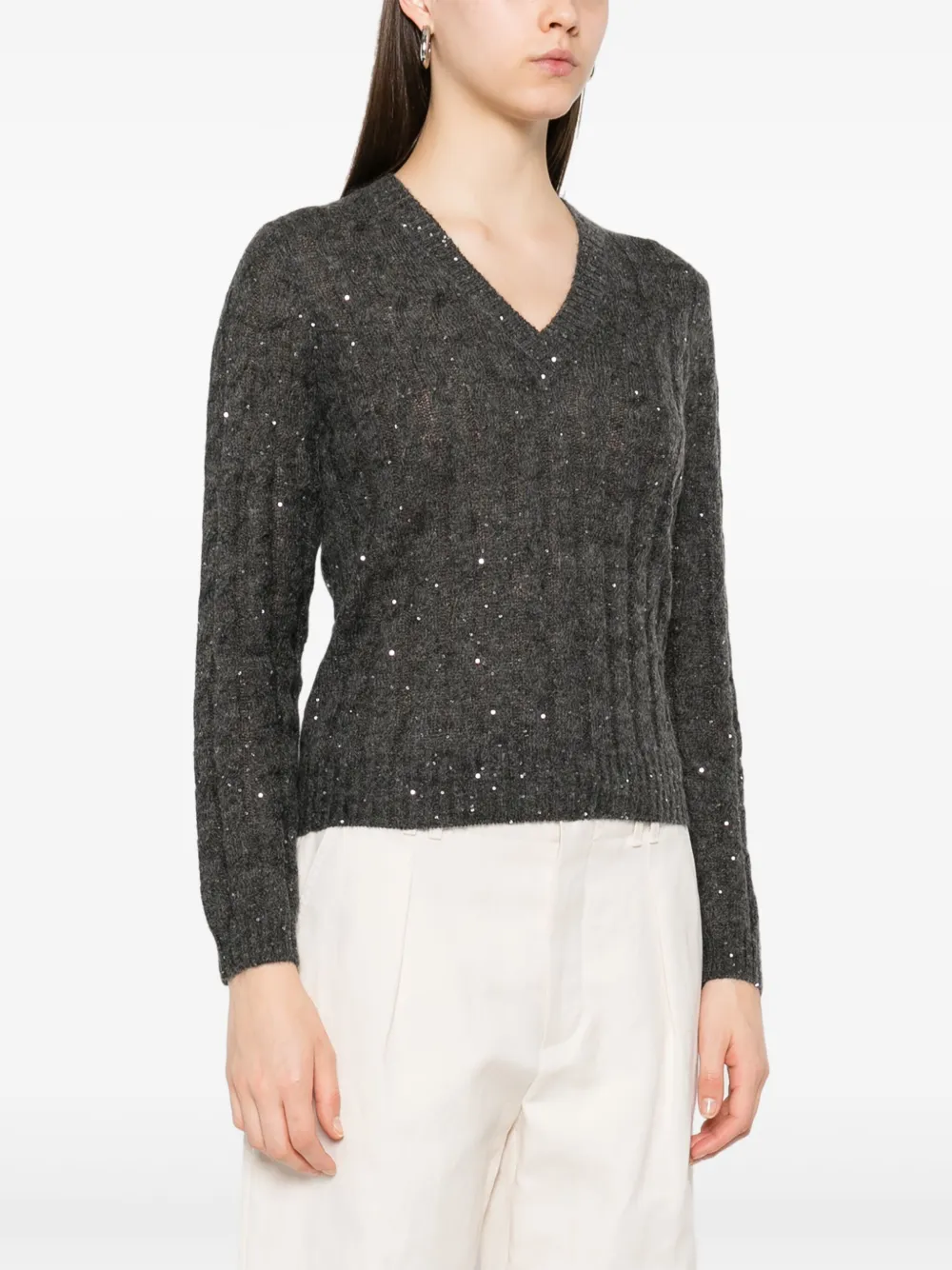 Brunello Cucinelli Wool Blend Sweater With All-over Sequins