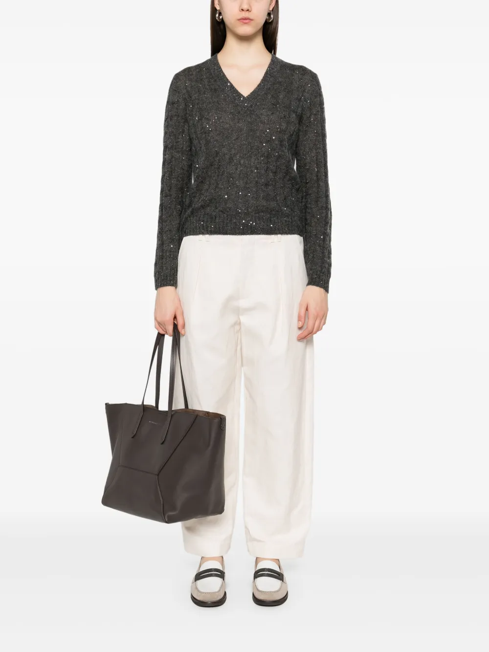 Brunello Cucinelli Wool Blend Sweater With All-over Sequins