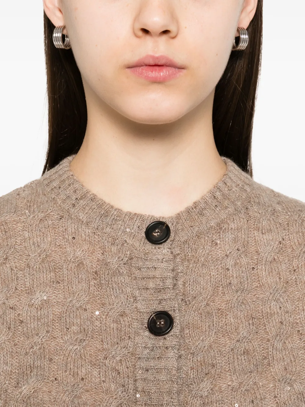 Brunello Cucinelli Beige Crew Neck Knit Gilet