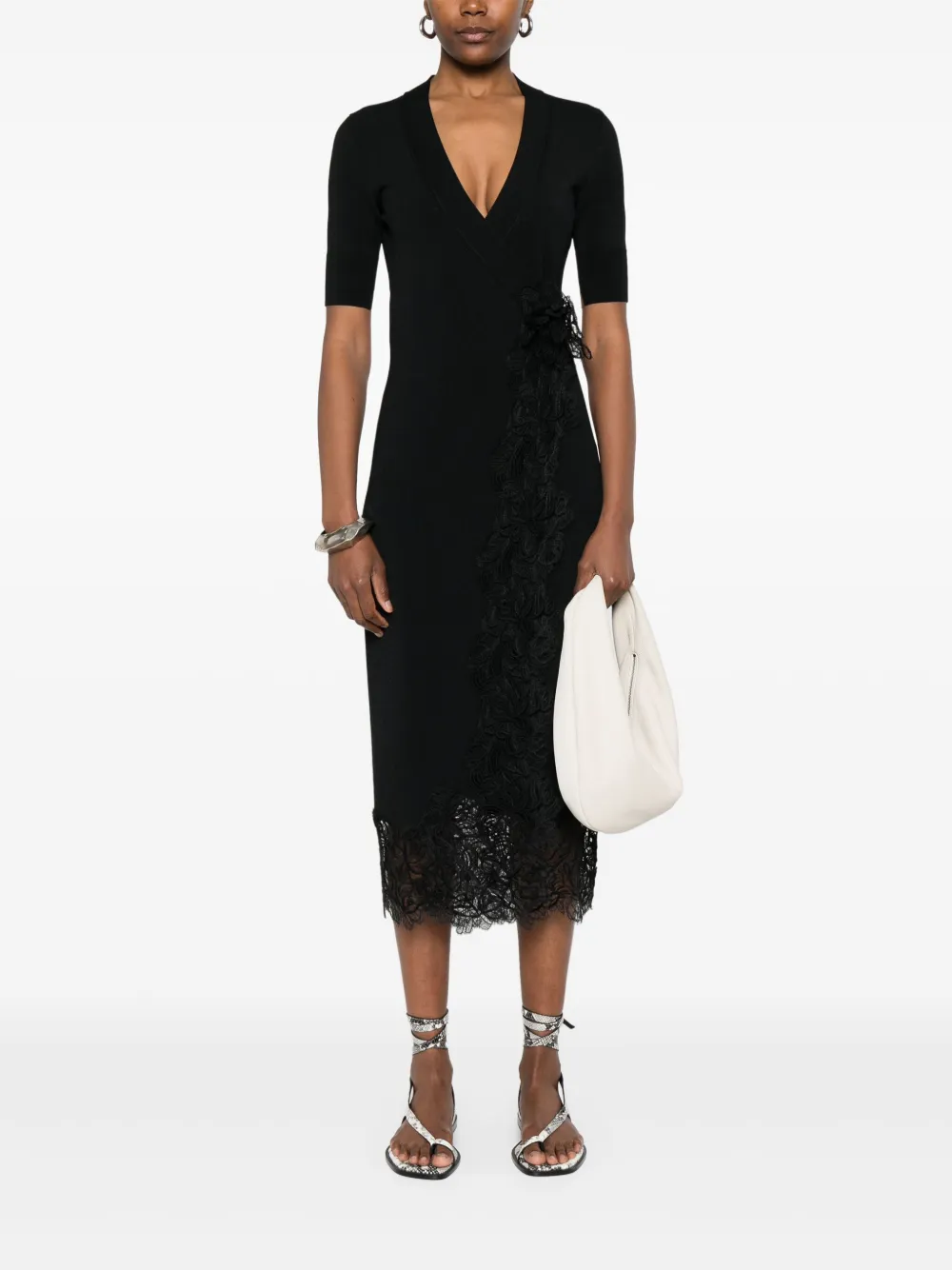 Ermanno Scervino lace-embellished wrap dress - Zwart