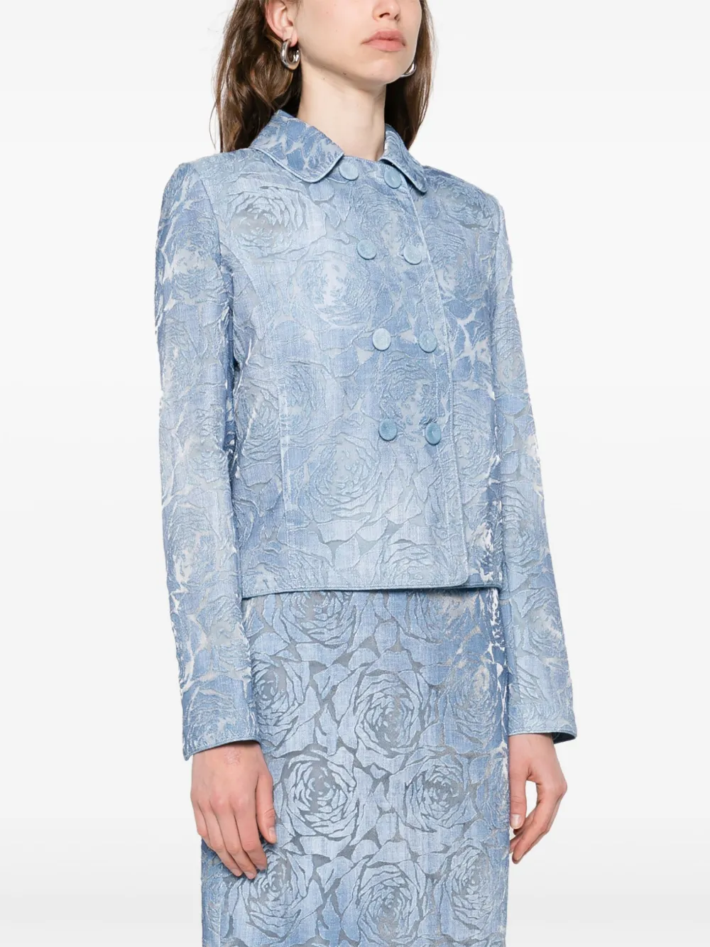 Ermanno Scervino Jack met devoré-effect en dubbele rij knopen Blauw