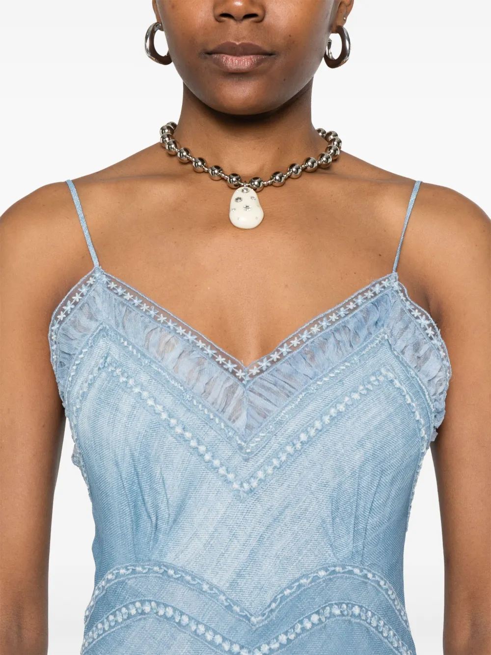Ermanno Scervino Midi-jurk met print Blauw