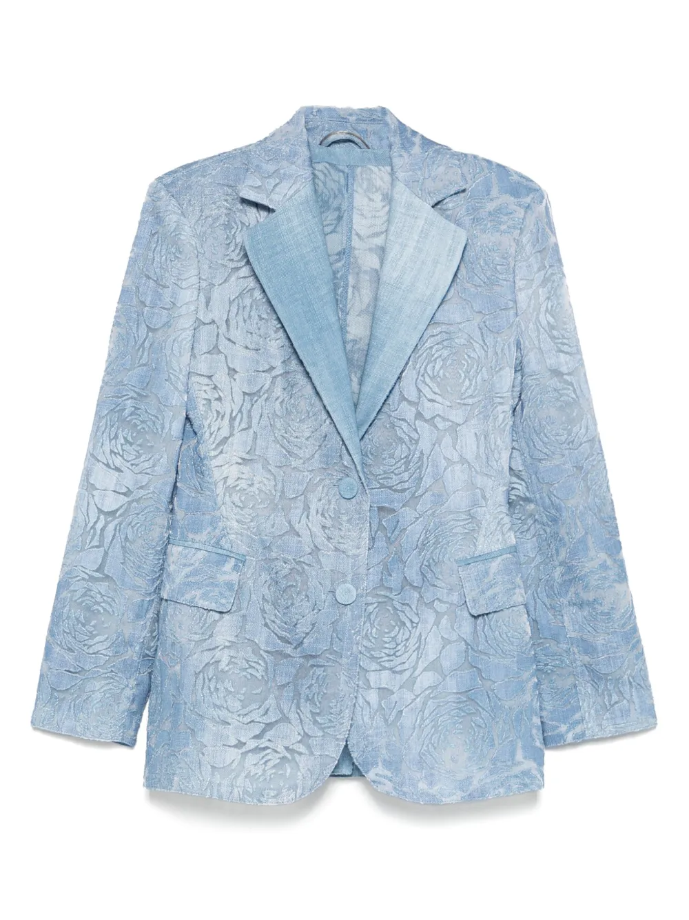 Ermanno Scervino devoré-effect single-breasted blazer | bleu | Image 1
