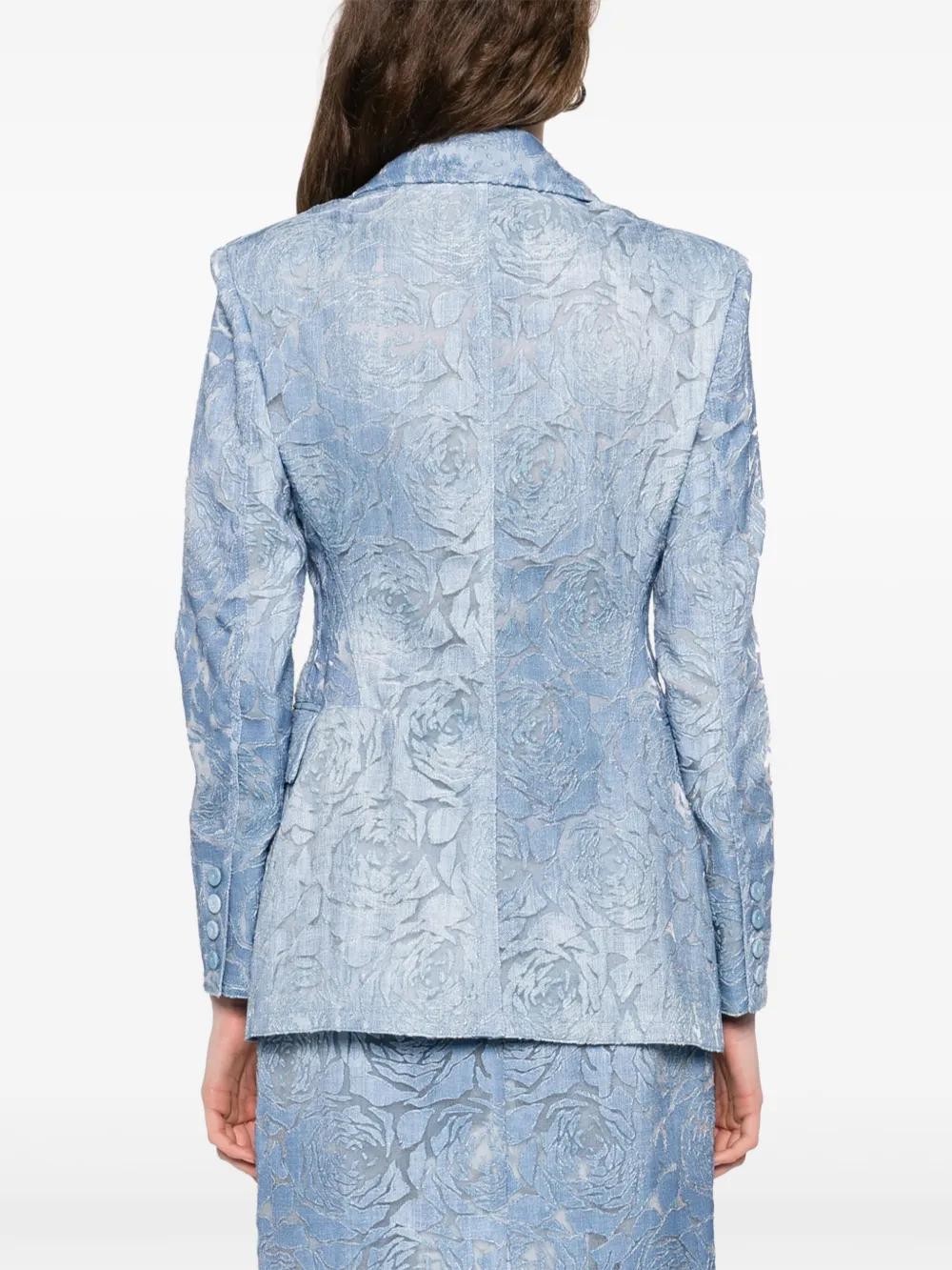Ermanno Scervino Blazer met enkele rij knopen en devoré-effect Blauw